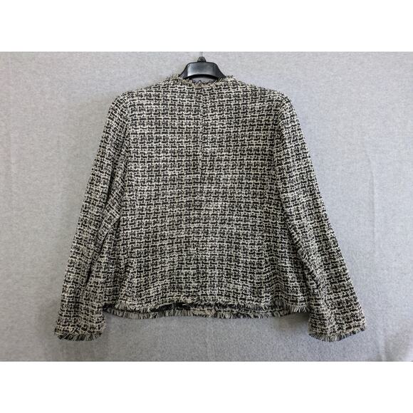 Lane Bryant Tweed Blazer Women's Size 18 Blackβ White Pattern Trim Buttoned Down - Picture 10 of 11